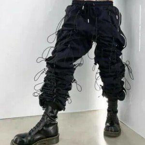 Nylon Drawstring Bungee Cord Black Accordion Pants